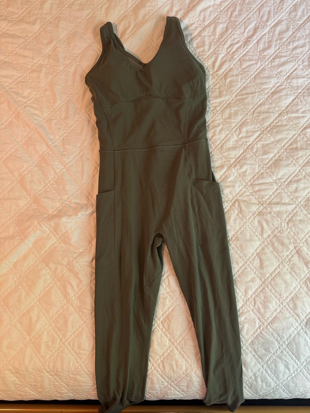 Athleta Salutation Stash Mesh Bodysuit in Sage Green, Small